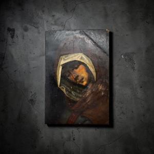 Madonna Dipinta Su Lavagna - XVII Secolo